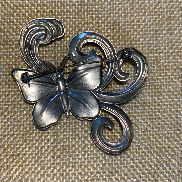Vintage likely 60’s revival of art nouveau style brooch silver tone - Picture 10 of 11